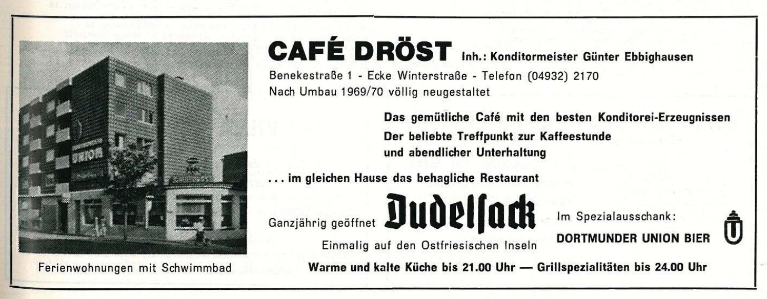Traditionslokale Cafe Dröst nach der Renovierung 1973